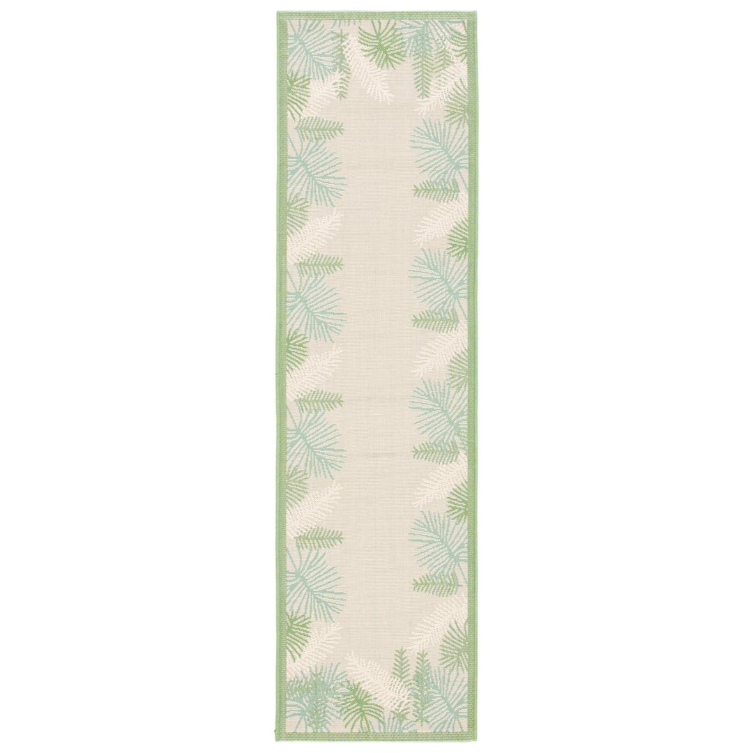 SAFAVIEH Outdoor CY7945-14A18 Courtyard Cream / Green Rug Image 1