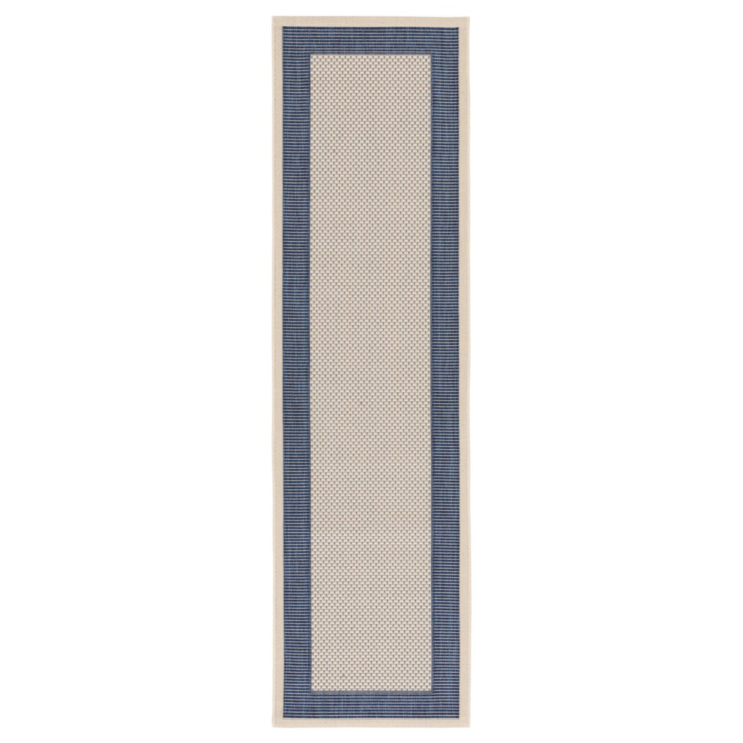 SAFAVIEH Outdoor CY7987-25812 Courtyard Beige / Navy Rug Image 1