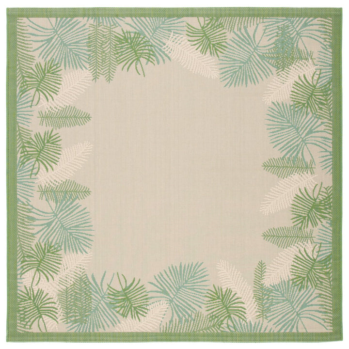 SAFAVIEH Outdoor CY7945-14A18 Courtyard Cream / Green Rug Image 1