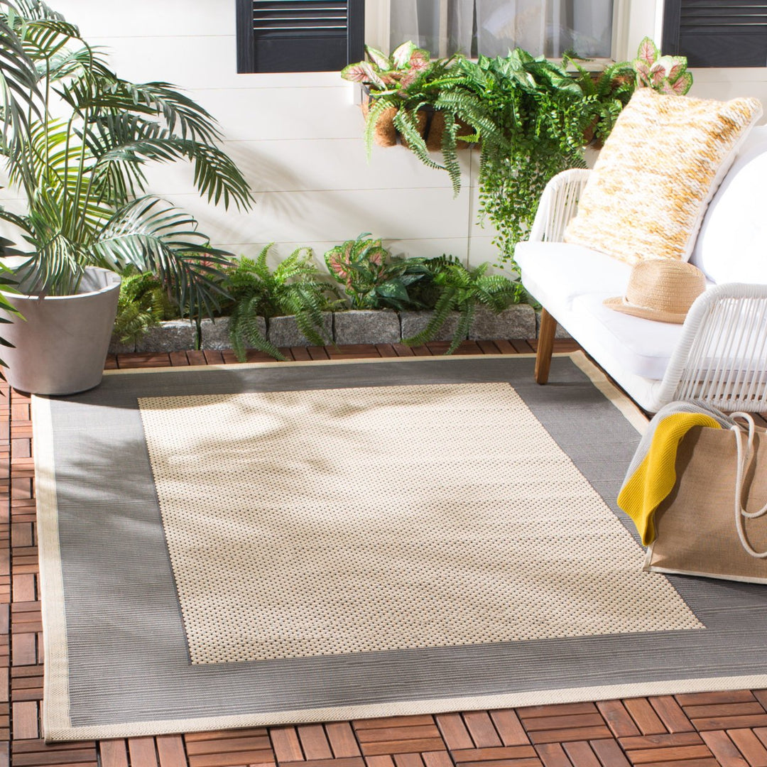 SAFAVIEH Indoor Outdoor CY7987-65A5 Courtyard Grey / Cream Rug Image 1