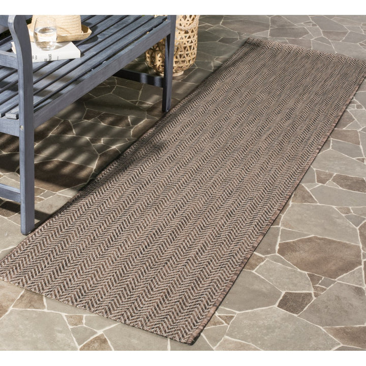 SAFAVIEH Outdoor CY8022-36321 Courtyard Brown / Beige Rug Image 3