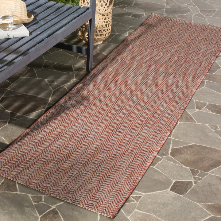 SAFAVIEH Outdoor CY8022-36521 Courtyard Red / Beige Rug Image 11