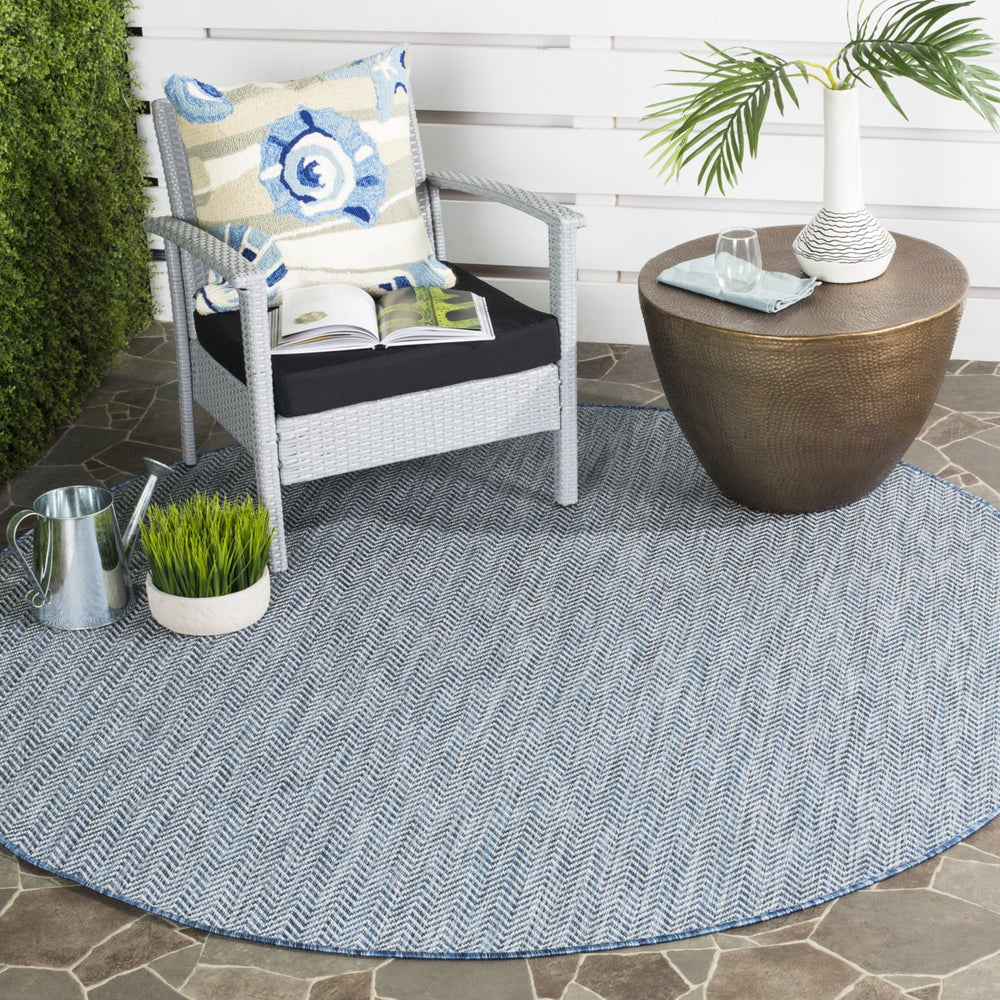 SAFAVIEH Outdoor CY8022-36821 Courtyard Navy / Grey Rug Image 2