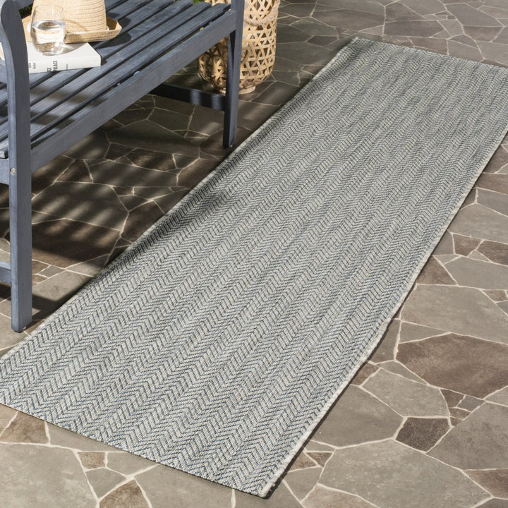 SAFAVIEH Outdoor CY8022-36812 Courtyard Grey / Navy Rug Image 3