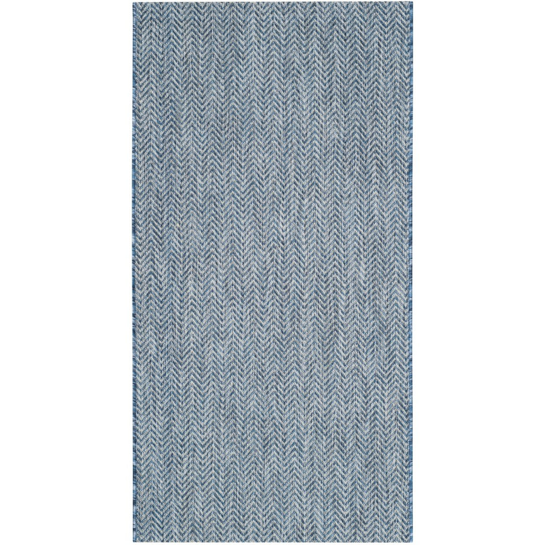 SAFAVIEH Outdoor CY8022-36821 Courtyard Navy / Grey Rug Image 1