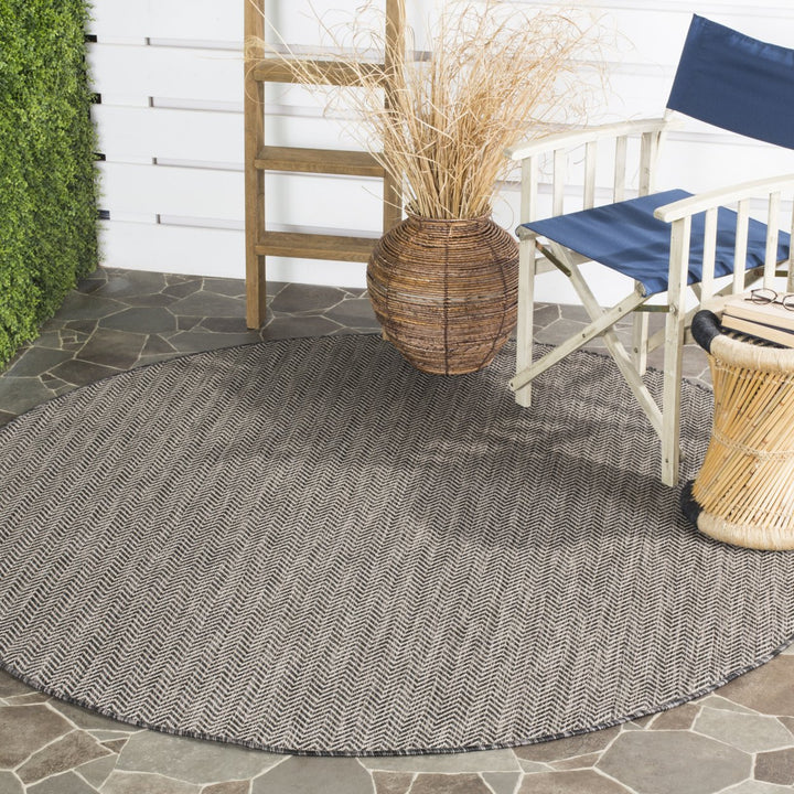 SAFAVIEH Outdoor CY8022-36621 Courtyard Black / Beige Rug Image 10