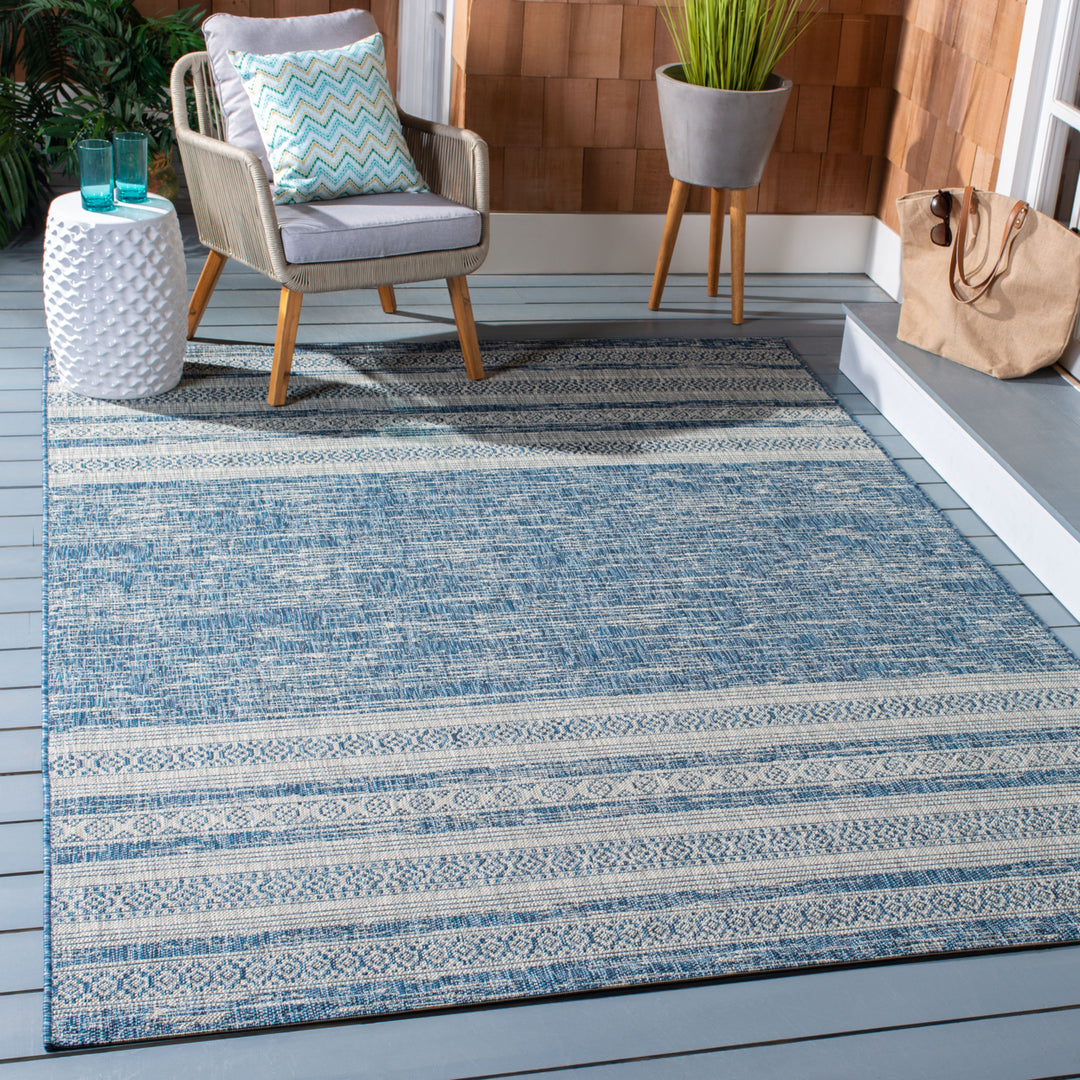 SAFAVIEH Outdoor CY8061-36821 Courtyard Navy / Grey Rug Image 1