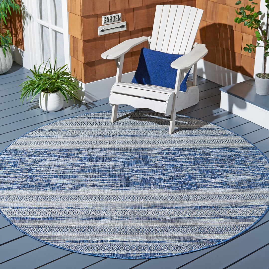 SAFAVIEH Outdoor CY8061-36821 Courtyard Navy / Grey Rug Image 2