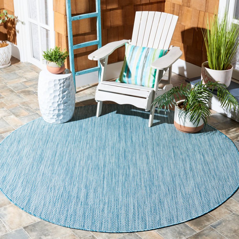 SAFAVIEH Outdoor CY8022-37121 Courtyard Aqua / Grey Rug Image 2