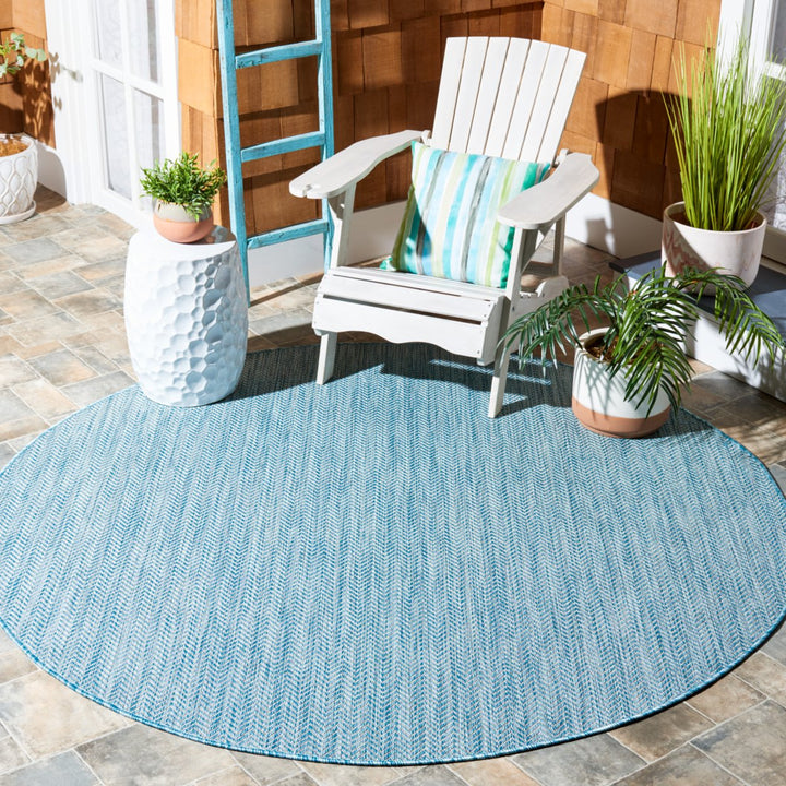 SAFAVIEH Outdoor CY8022-37121 Courtyard Aqua / Grey Rug Image 2