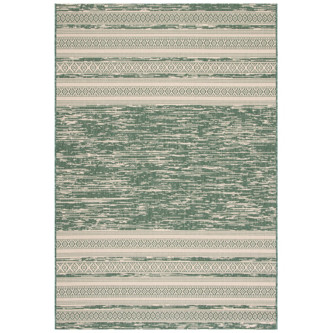 SAFAVIEH Outdoor CY8061-32221 Courtyard Dark Green / Beige Rug Image 1