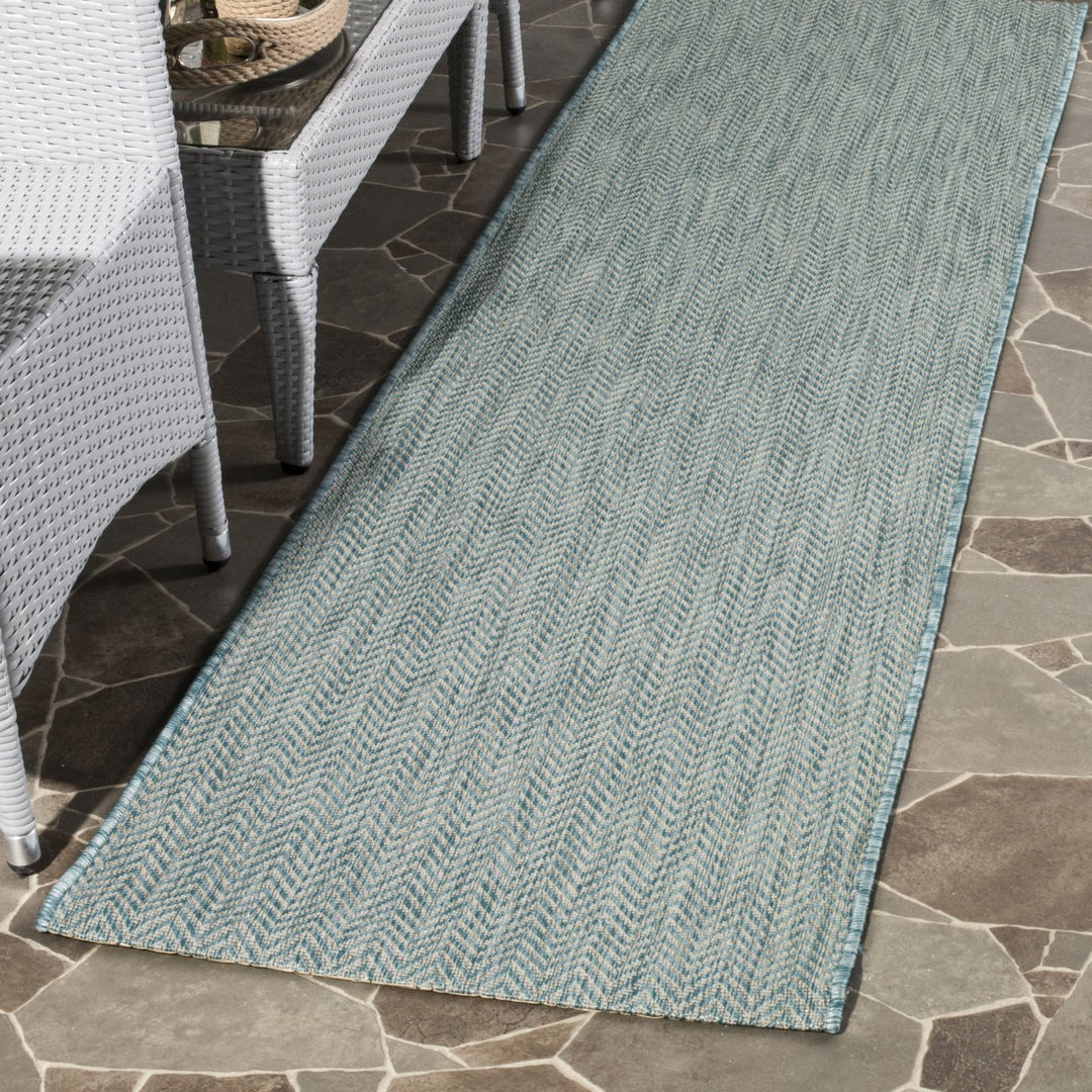 SAFAVIEH Outdoor CY8022-37121 Courtyard Aqua / Grey Rug Image 3