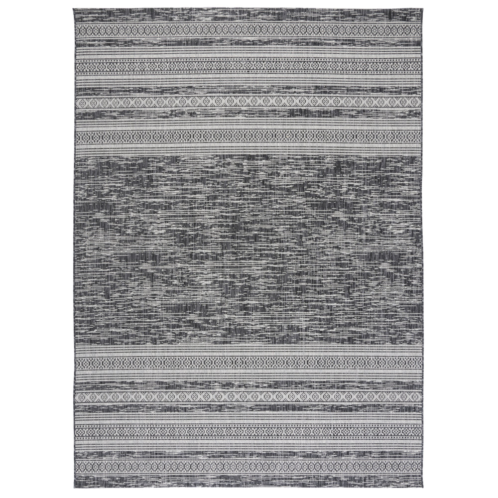 SAFAVIEH Outdoor CY8061-37621 Courtyard Black / Light Grey Rug Image 2