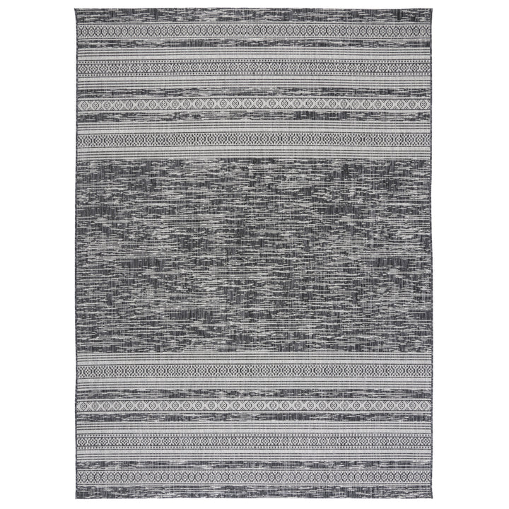 SAFAVIEH Outdoor CY8061-37621 Courtyard Black / Light Grey Rug Image 2