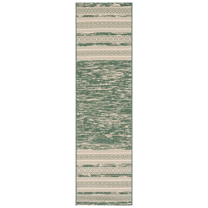 SAFAVIEH Outdoor CY8061-32221 Courtyard Dark Green / Beige Rug Image 1