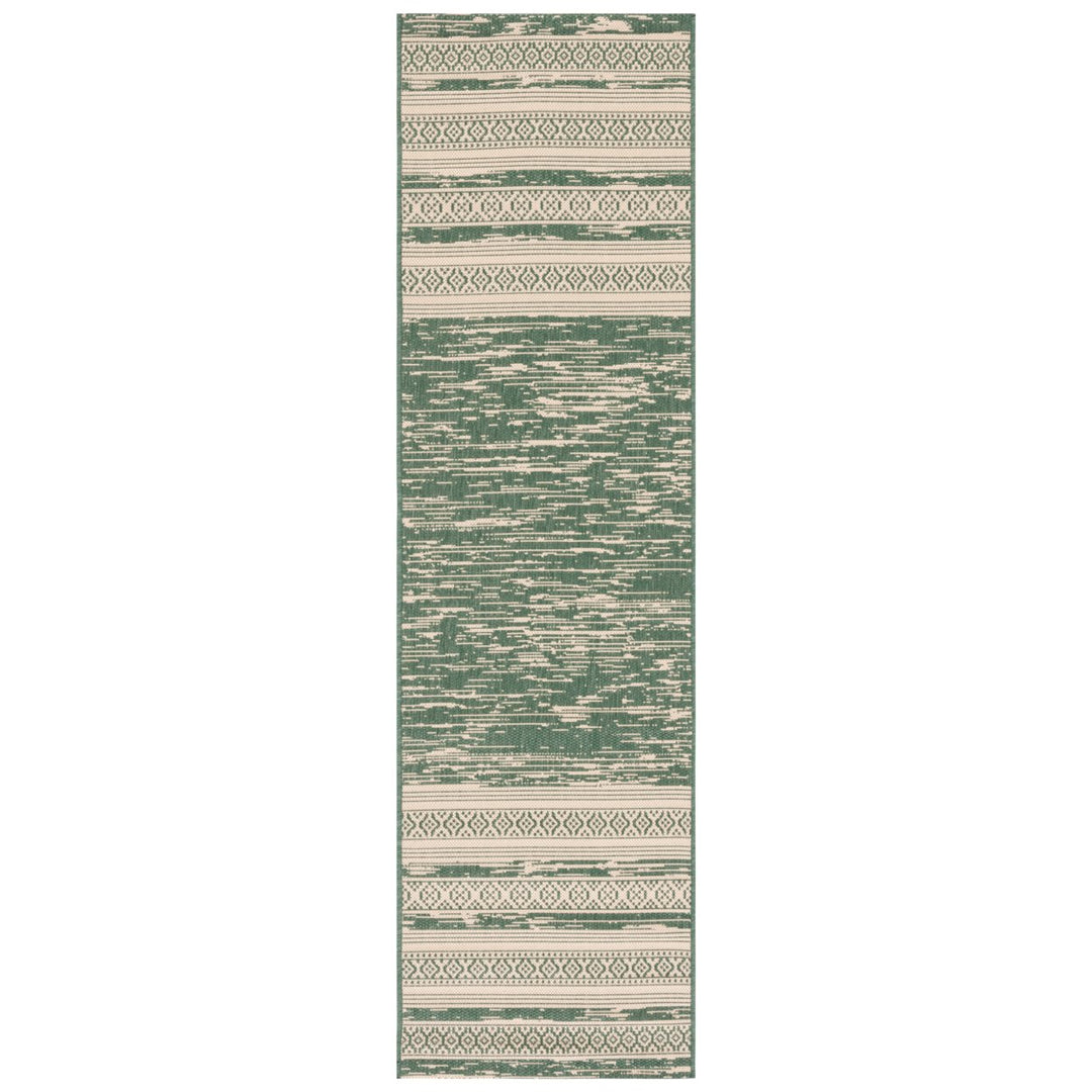 SAFAVIEH Outdoor CY8061-32221 Courtyard Dark Green / Beige Rug Image 1