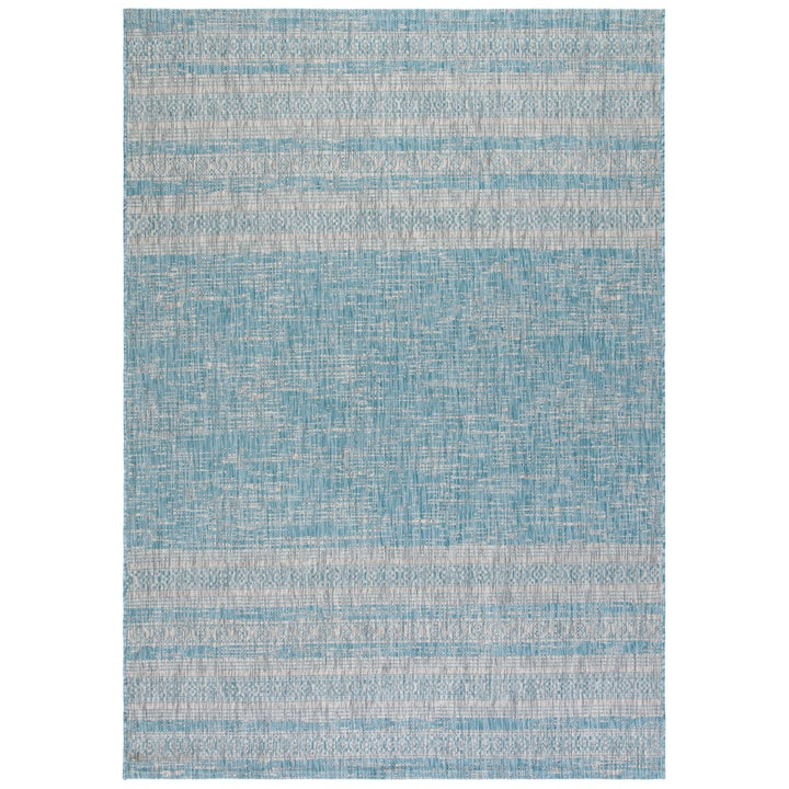 SAFAVIEH Outdoor CY8061-37121 Courtyard Aqua / Grey Rug Image 2