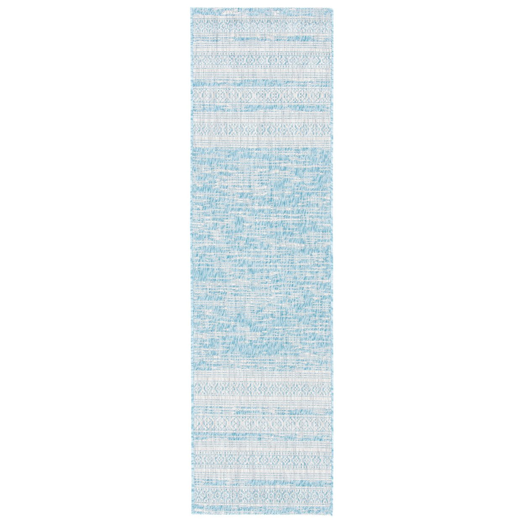 SAFAVIEH Outdoor CY8061-37121 Courtyard Aqua / Grey Rug Image 1