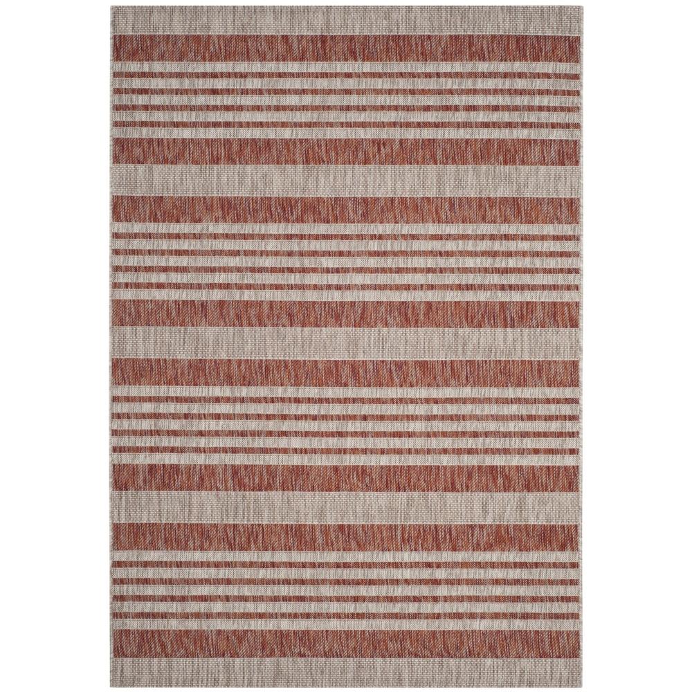 SAFAVIEH Outdoor CY8062-36521 Courtyard Red / Beige Rug Image 2