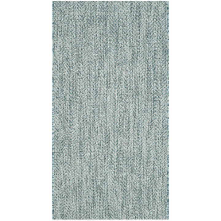 SAFAVIEH Outdoor CY8022-37121 Courtyard Aqua / Grey Rug Image 10