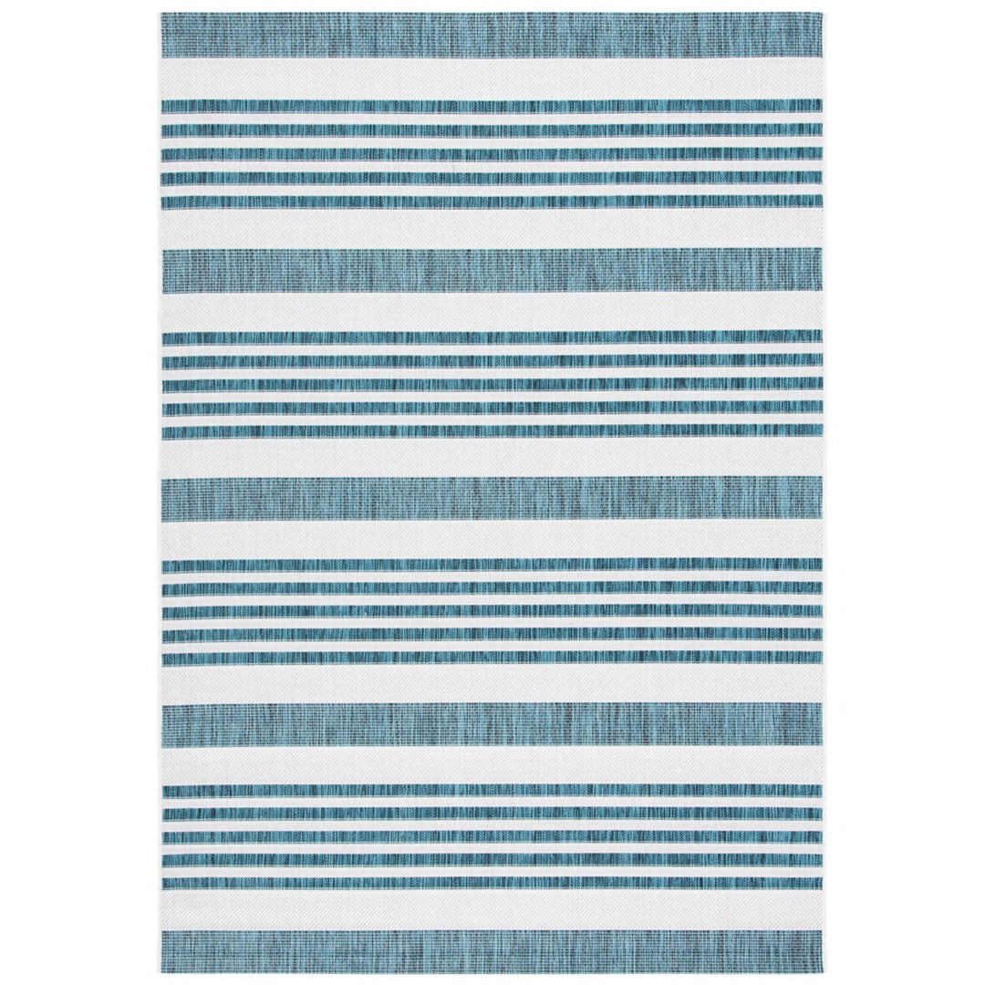 SAFAVIEH Outdoor CY8062-53512 Courtyard Ivory / Teal Rug Image 1