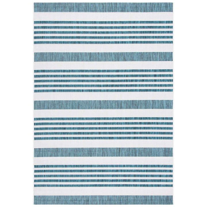 SAFAVIEH Outdoor CY8062-53512 Courtyard Ivory / Teal Rug Image 1