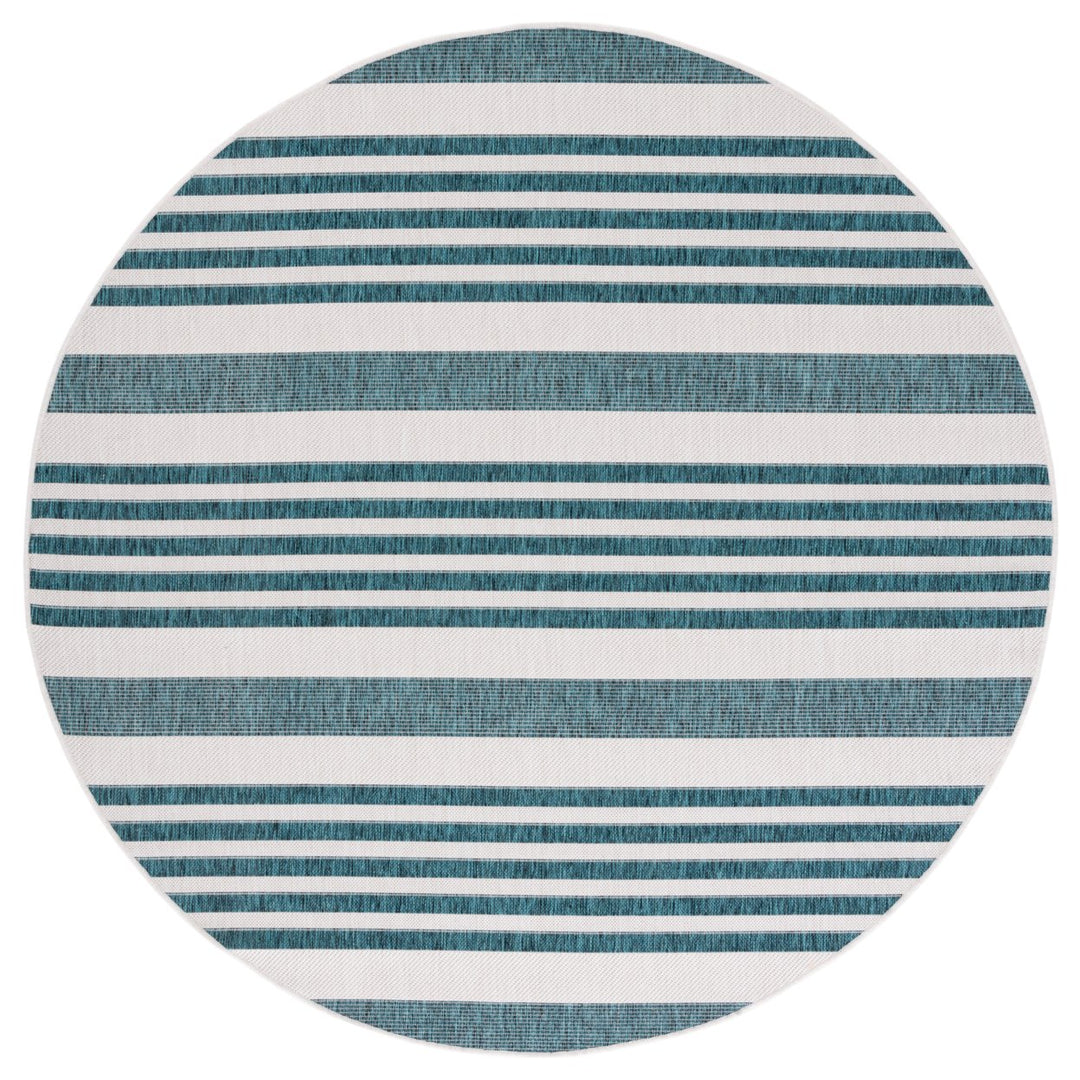 SAFAVIEH Outdoor CY8062-53512 Courtyard Ivory / Teal Rug Image 1