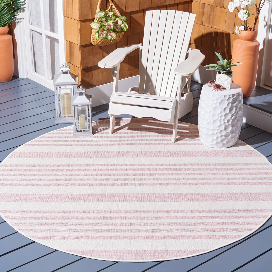 SAFAVIEH Outdoor CY8062-56212 Courtyard Ivory / Soft Pink Rug Image 2