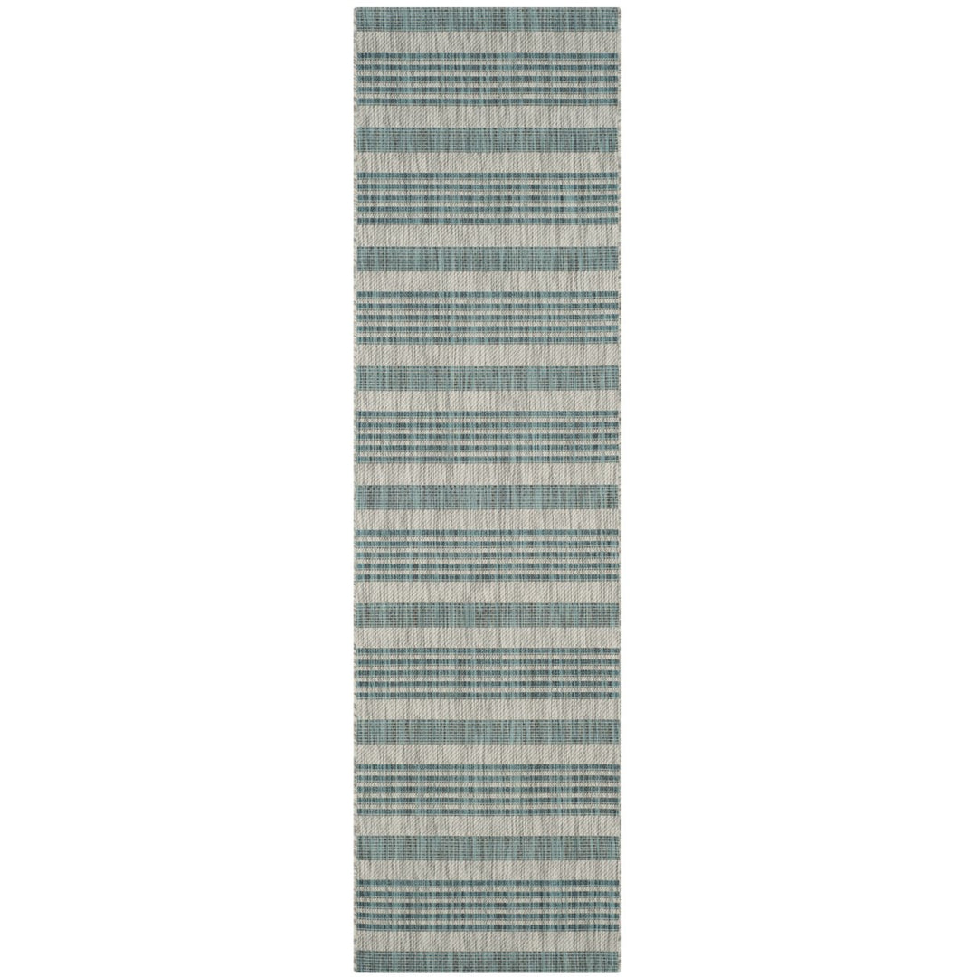 SAFAVIEH Outdoor CY8062-37212 Courtyard Grey / Blue Rug Image 1