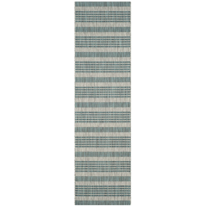 SAFAVIEH Outdoor CY8062-37212 Courtyard Grey / Blue Rug Image 1