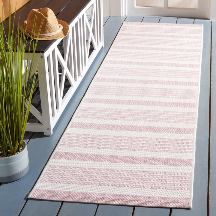 SAFAVIEH Outdoor CY8062-56212 Courtyard Ivory / Soft Pink Rug Image 3