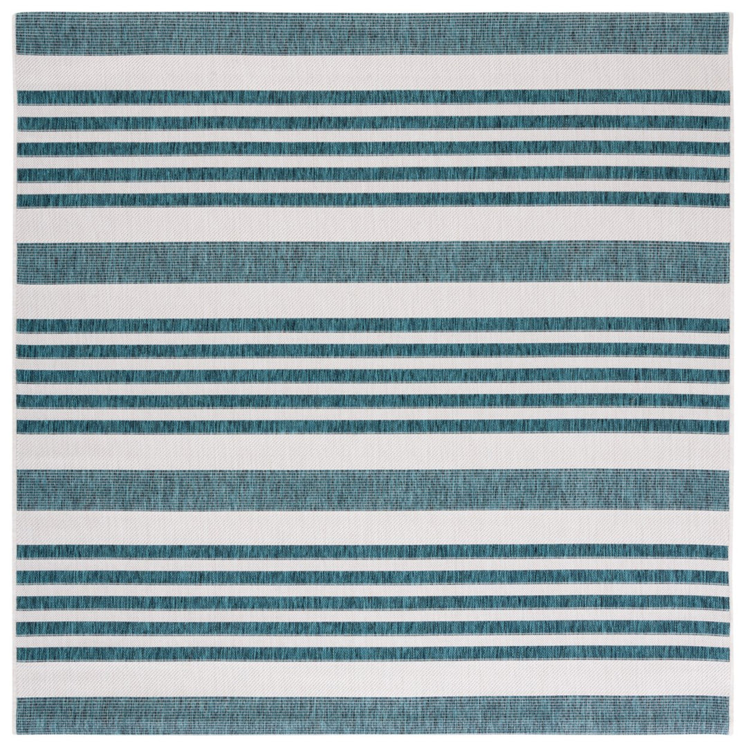 SAFAVIEH Outdoor CY8062-53512 Courtyard Ivory / Teal Rug Image 1