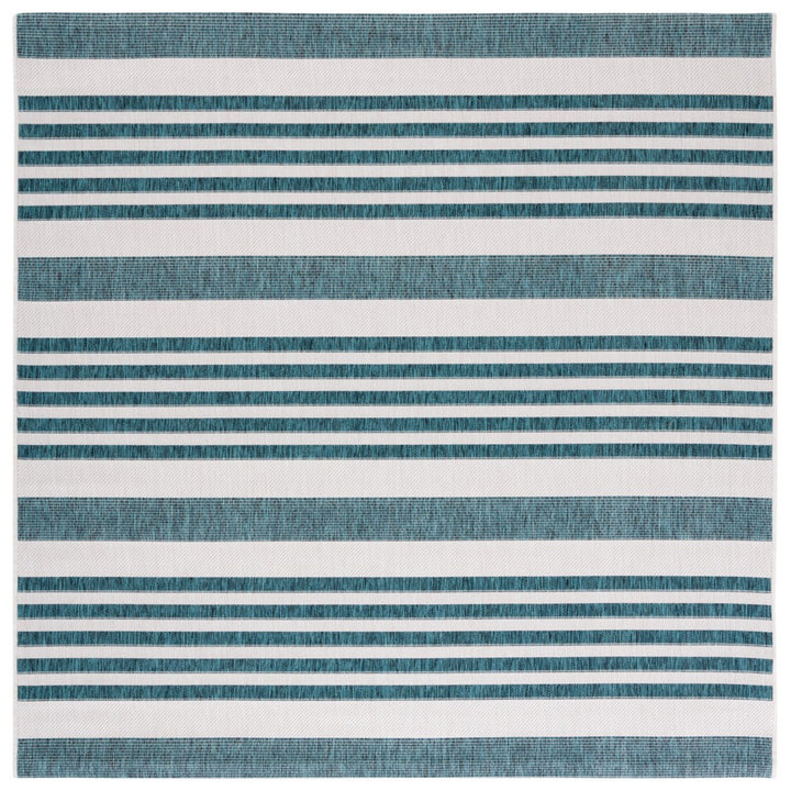 SAFAVIEH Outdoor CY8062-53512 Courtyard Ivory / Teal Rug Image 1