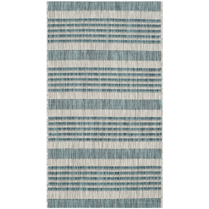 SAFAVIEH Outdoor CY8062-37212 Courtyard Grey / Blue Rug Image 1