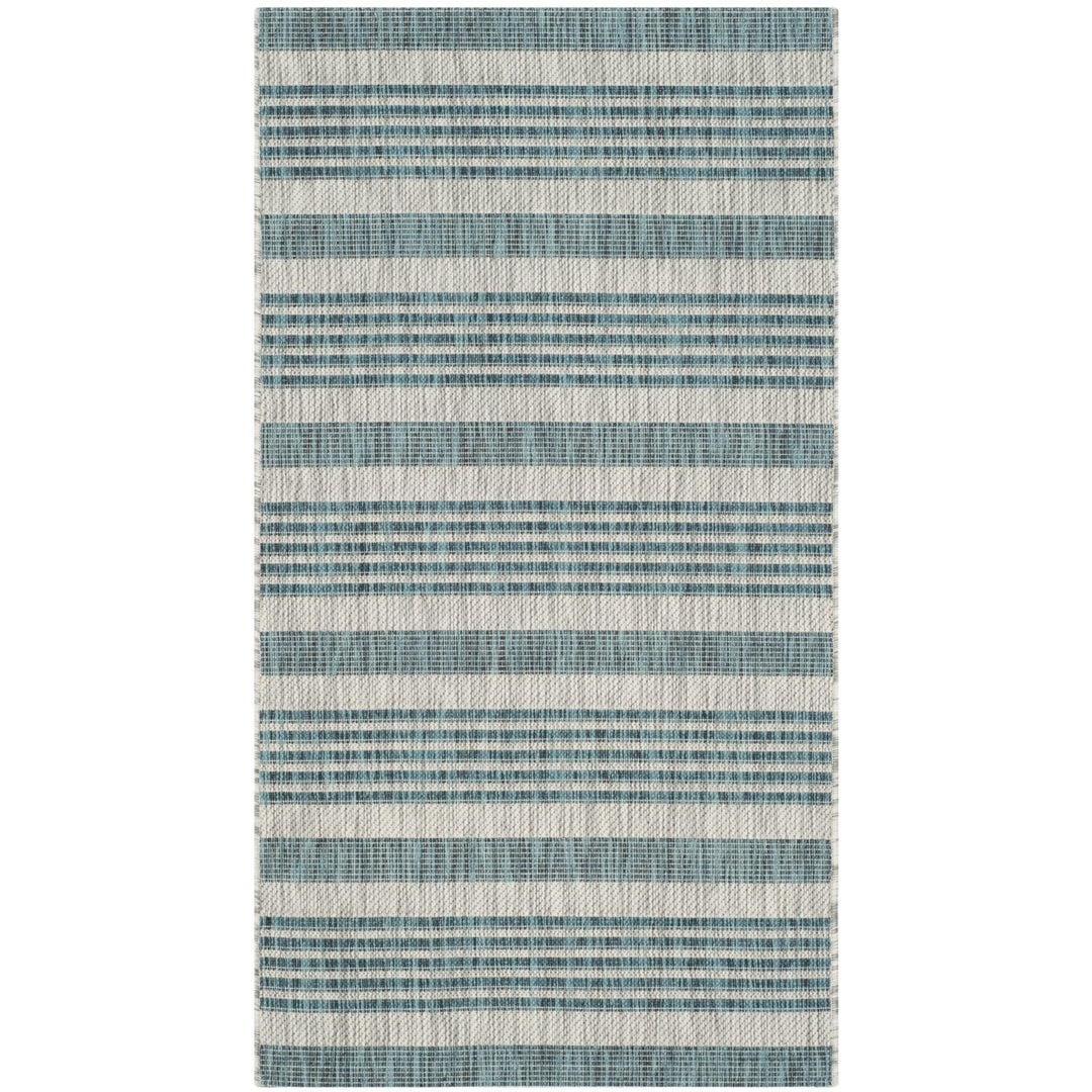 SAFAVIEH Outdoor CY8062-37212 Courtyard Grey / Blue Rug Image 1