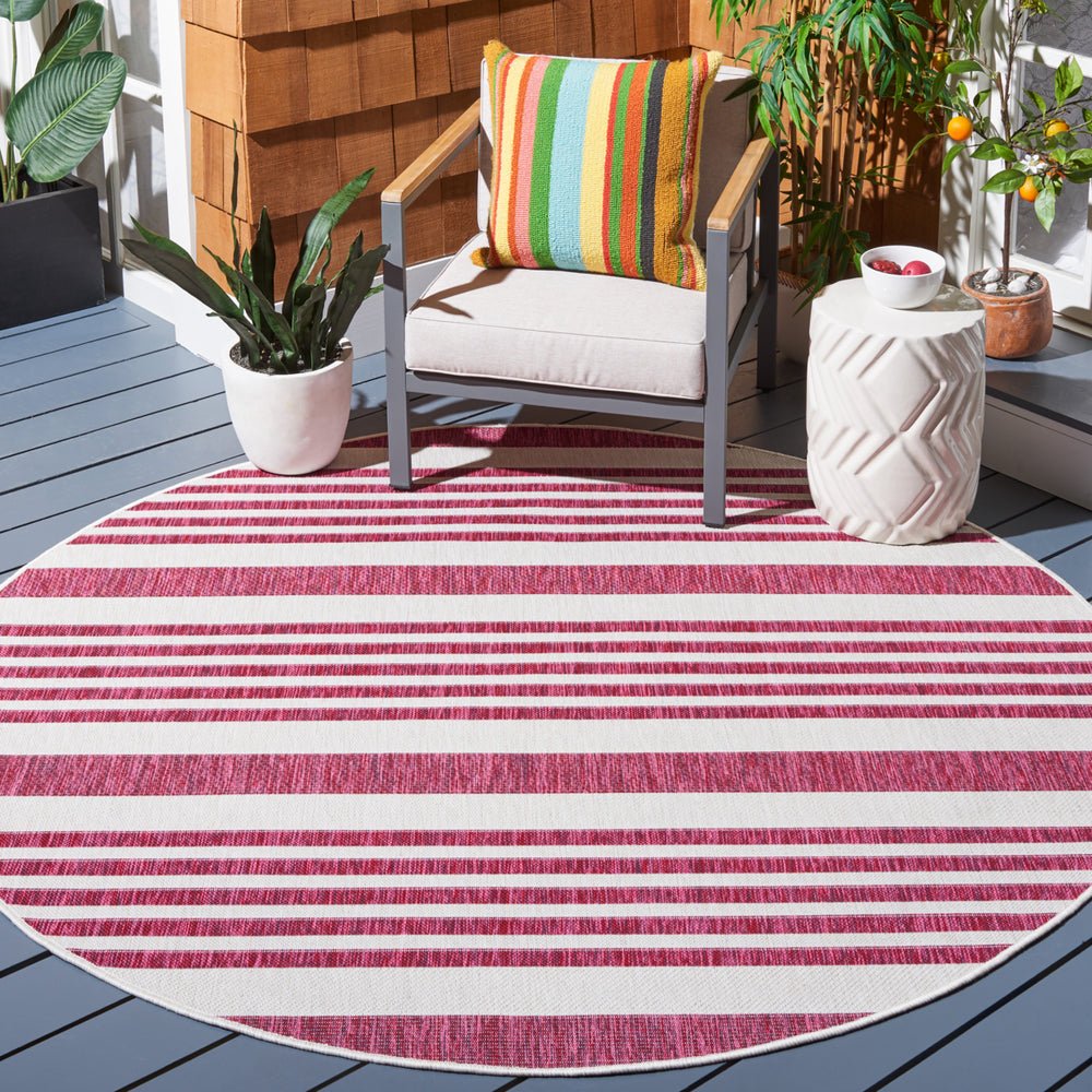 SAFAVIEH Outdoor CY8062-55912 Courtyard Ivory / Red Rug Image 2