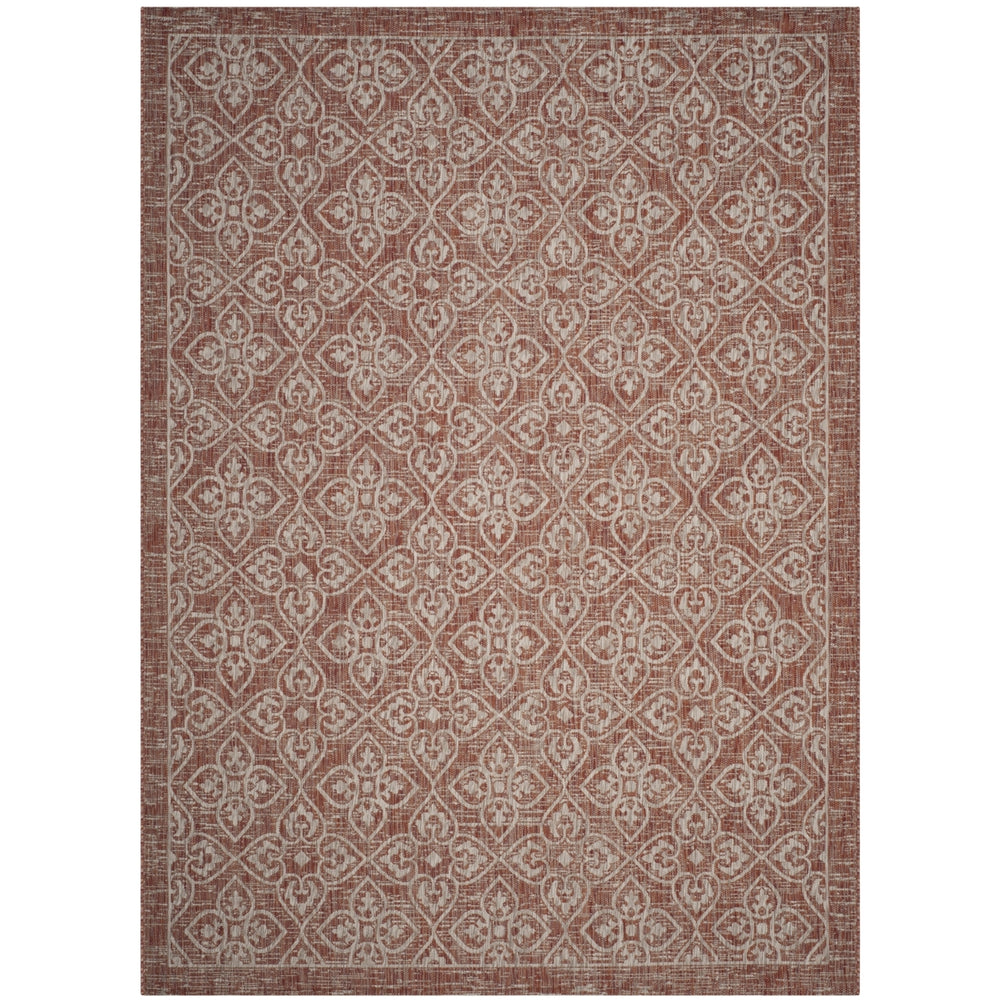 SAFAVIEH Outdoor CY8066-36521 Courtyard Rust / Light Grey Rug Image 2