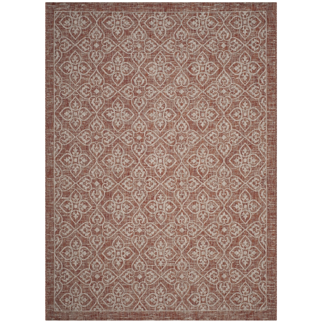 SAFAVIEH Outdoor CY8066-36521 Courtyard Rust / Light Grey Rug Image 2