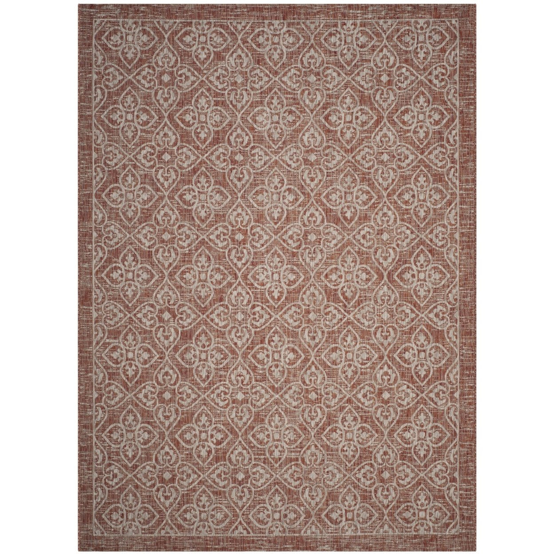 SAFAVIEH Outdoor CY8066-36521 Courtyard Rust / Light Grey Rug Image 1