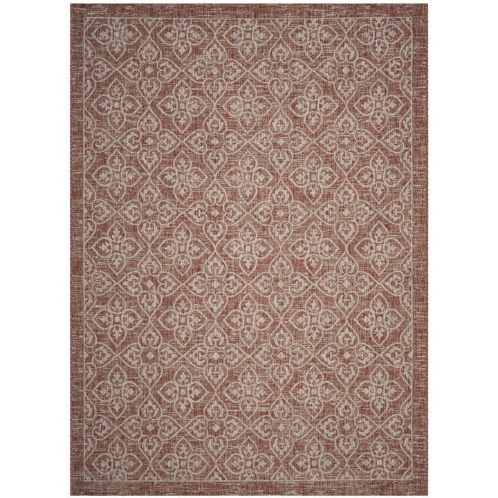 SAFAVIEH Outdoor CY8066-36521 Courtyard Rust / Light Grey Rug Image 1