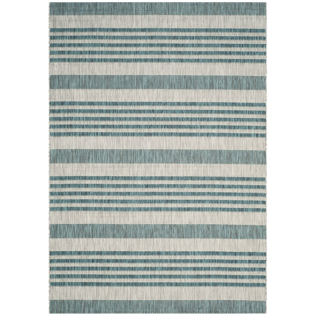 SAFAVIEH Outdoor CY8062-37212 Courtyard Grey / Blue Rug Image 1