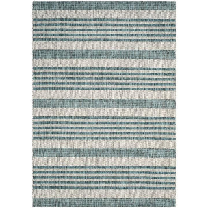 SAFAVIEH Outdoor CY8062-37212 Courtyard Grey / Blue Rug Image 1