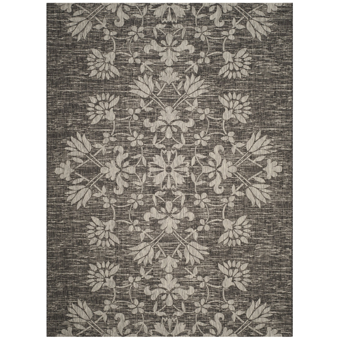 SAFAVIEH Outdoor CY8064-37621 Courtyard Black / Light Grey Rug Image 1