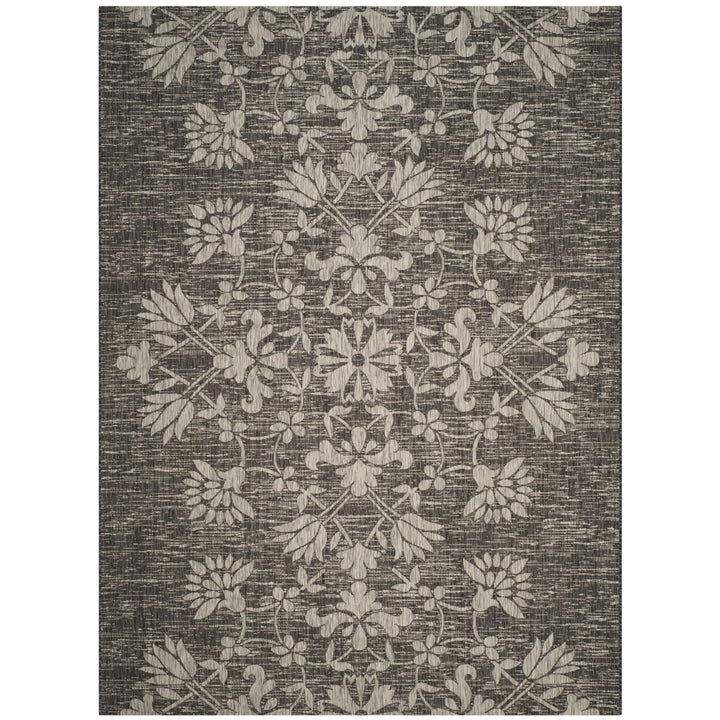 SAFAVIEH Outdoor CY8064-37621 Courtyard Black / Light Grey Rug Image 1