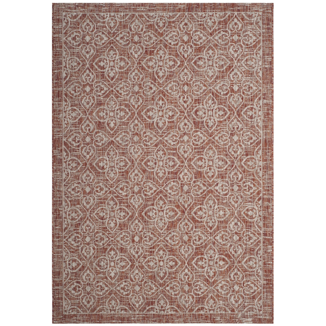 SAFAVIEH Outdoor CY8066-36521 Courtyard Rust / Light Grey Rug Image 5