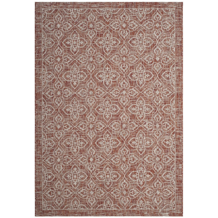 SAFAVIEH Outdoor CY8066-36521 Courtyard Rust / Light Grey Rug Image 1