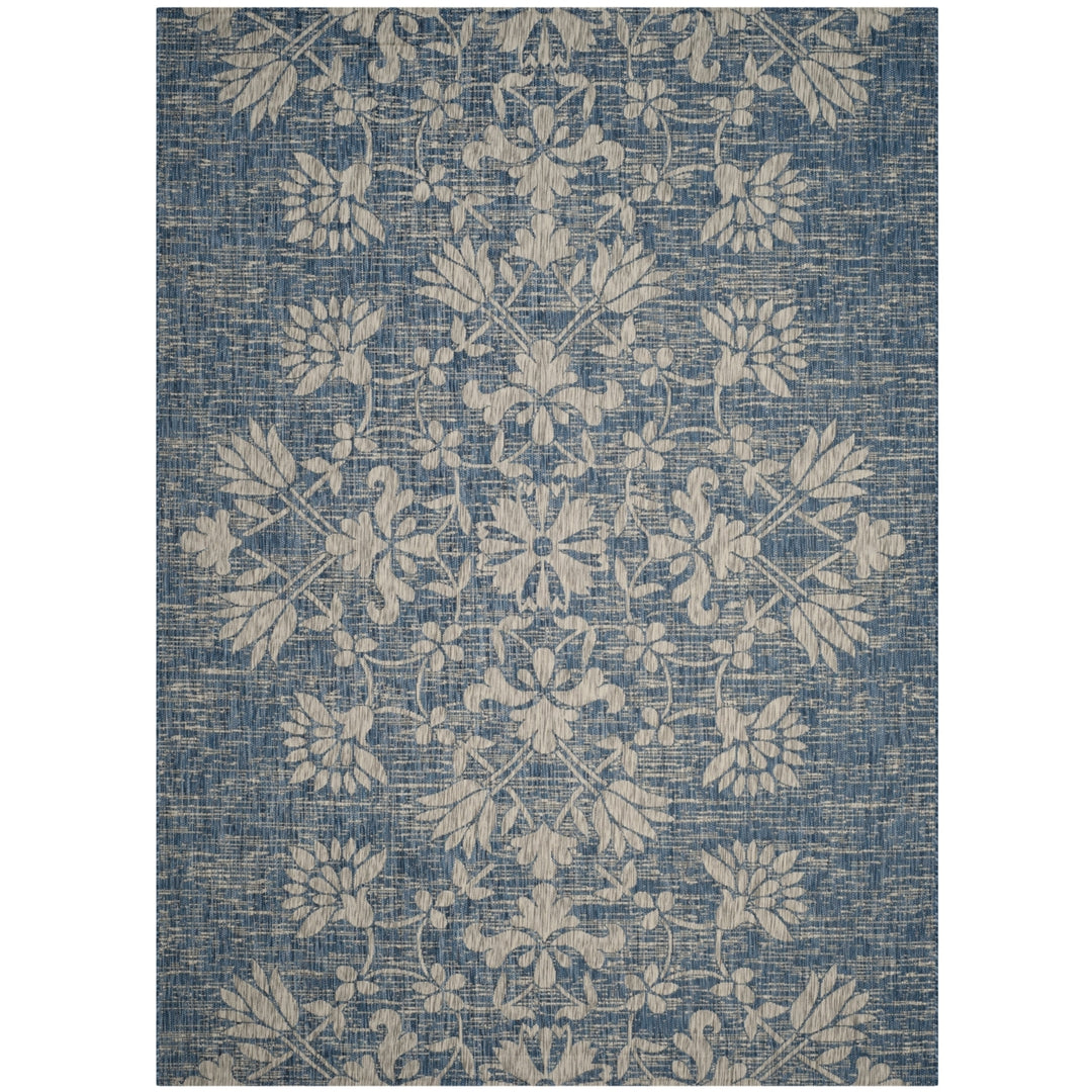 SAFAVIEH Outdoor CY8064-36821 Courtyard Navy / Grey Rug Image 1