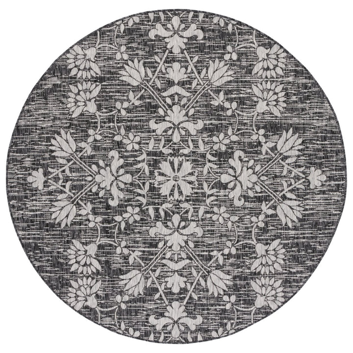 SAFAVIEH Outdoor CY8064-37621 Courtyard Black / Light Grey Rug Image 4