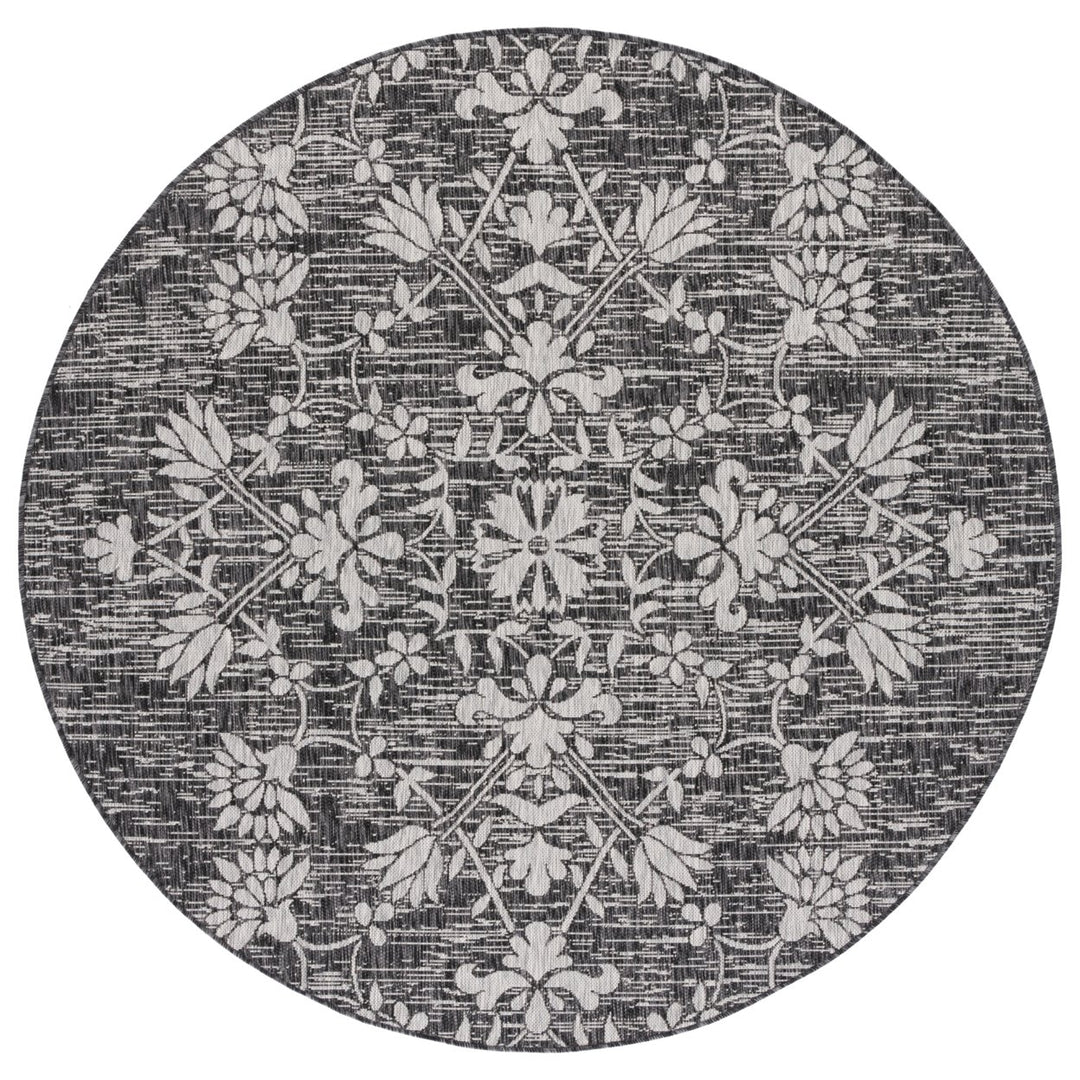 SAFAVIEH Outdoor CY8064-37621 Courtyard Black / Light Grey Rug Image 1