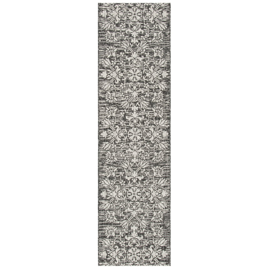 SAFAVIEH Outdoor CY8064-37621 Courtyard Black / Light Grey Rug Image 1